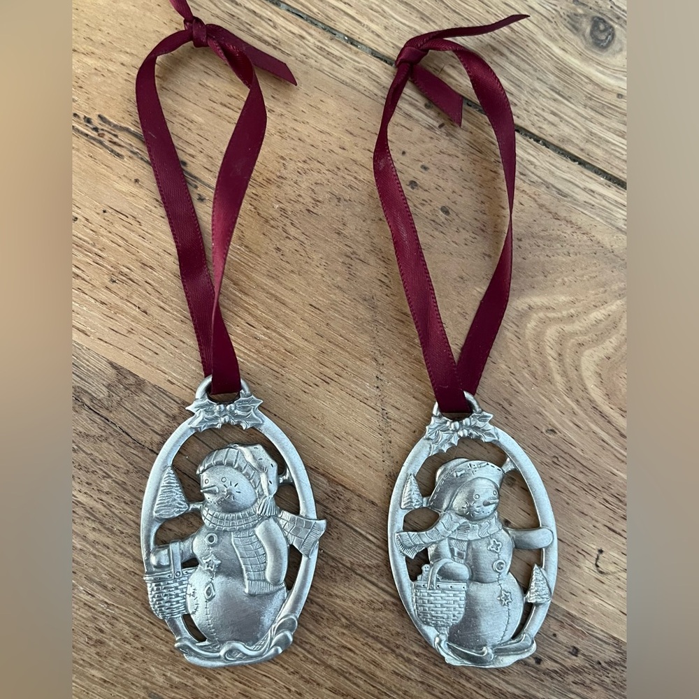 Longaberger Pewter Snowman Ornaments